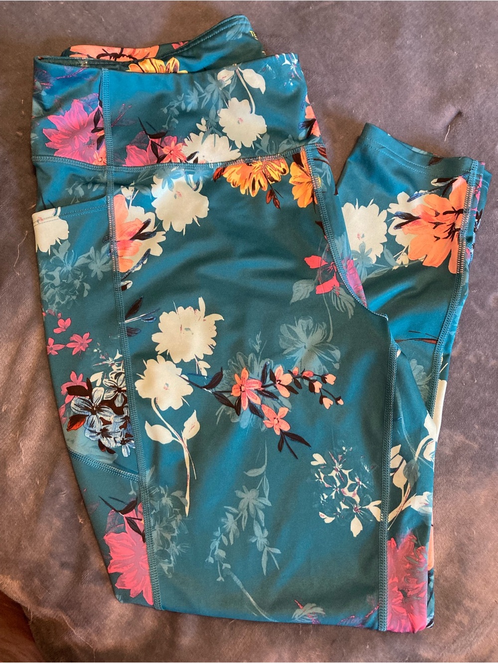 Tek Gear Workout Leggings Teal Botanical Women’s Plus Size 2X Yoga Pants